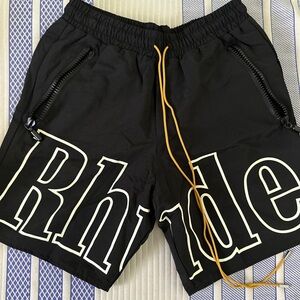 Rhude Black Shorts with White Lettering
